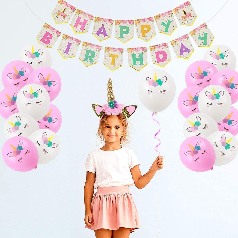 Glittery Unicorn Headband Complete Unicorn Party Supplies /& Decorations Disposable Tableware Set Magical Balloons 24 Unicorn Cupcake