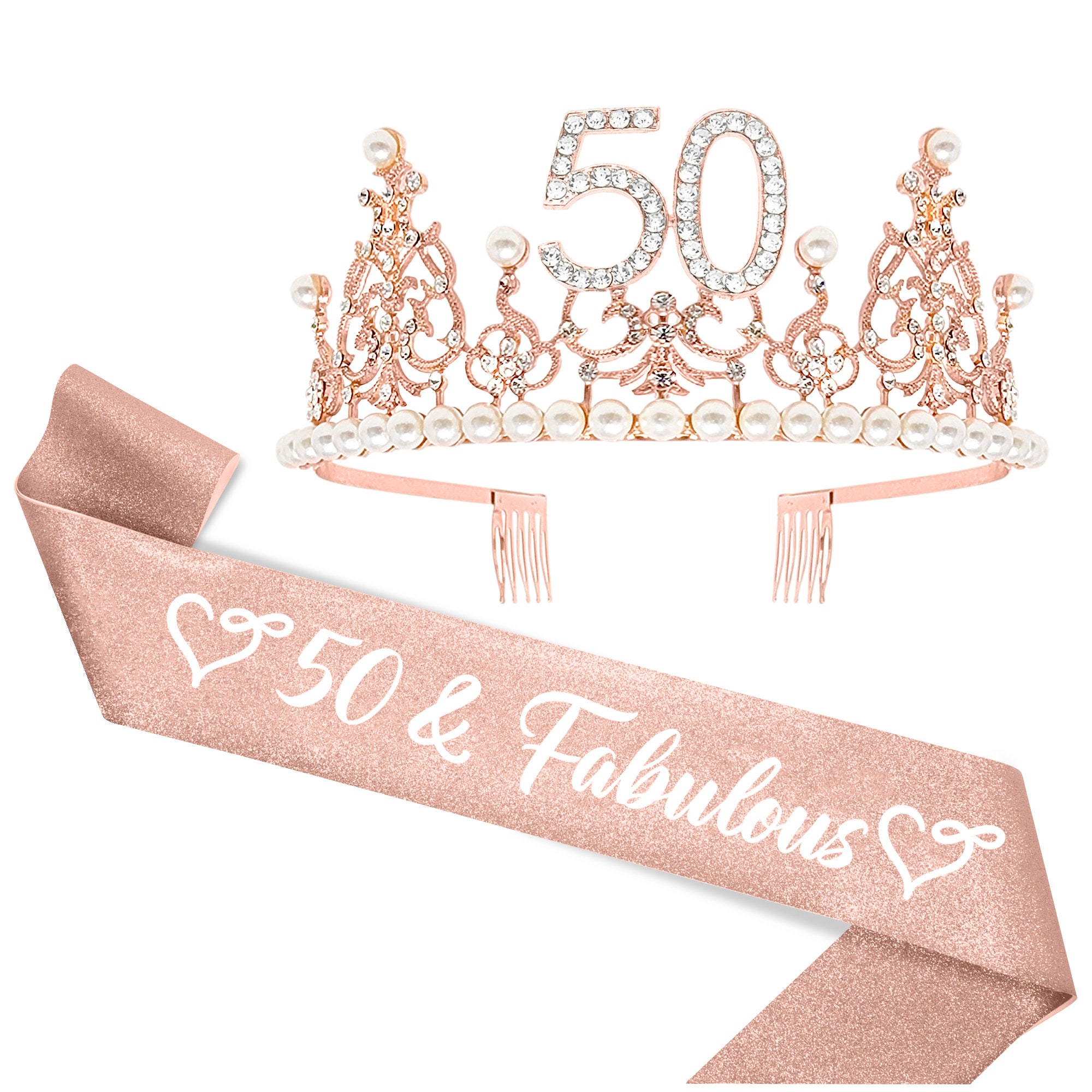 YULVINE Happy 50th Birthday Gifts for Women,Unique 50 Years Old Bday  Present Ideas for Her,Funny 50th Birthday Party Decorations Sash Bracelet  for