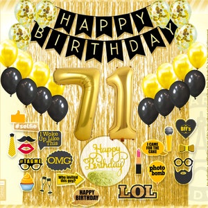 Oro & Blanco 20th cumpleaños decoraciones para los hombres 40 número globos,  estandarte, cortinas de lámina, globos, Pom Poms 20th Party Supplies -   España