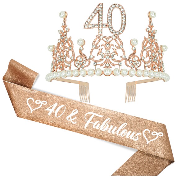 40th Birthday Decoration Party Supplies 40th Birthday Gifts for Women HAPPY 40th Birthday Party Supplies 40 FABULOUS Sash and Tiara Birthday Crown for 40th Birthday 40th Birthday Tiara and Sash 