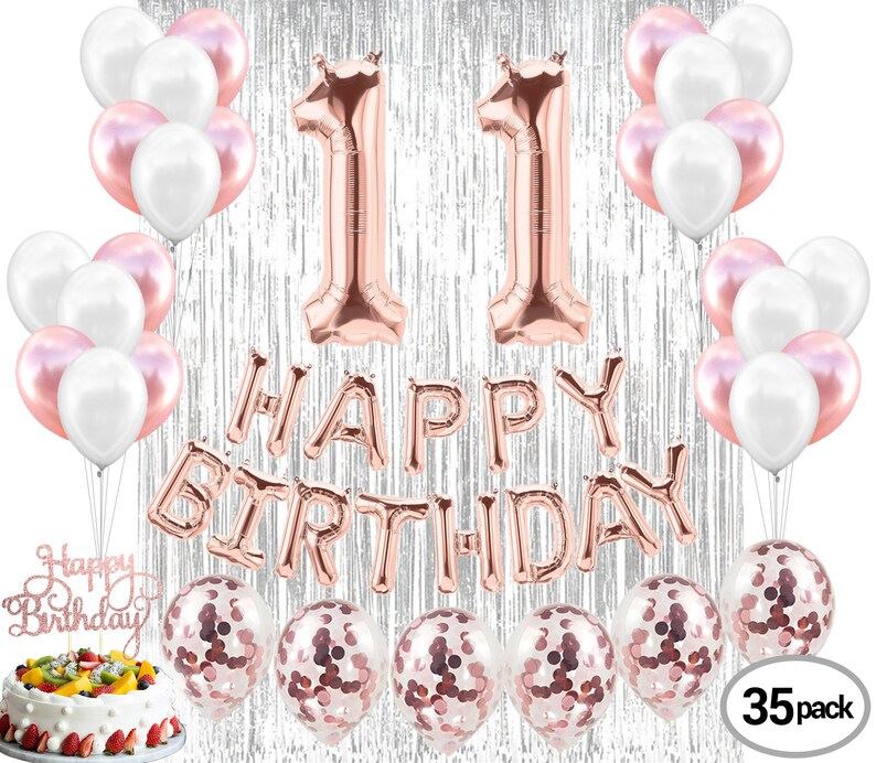 11th Birthday Decorations Party Supplies and Rose Gold Party Etsy