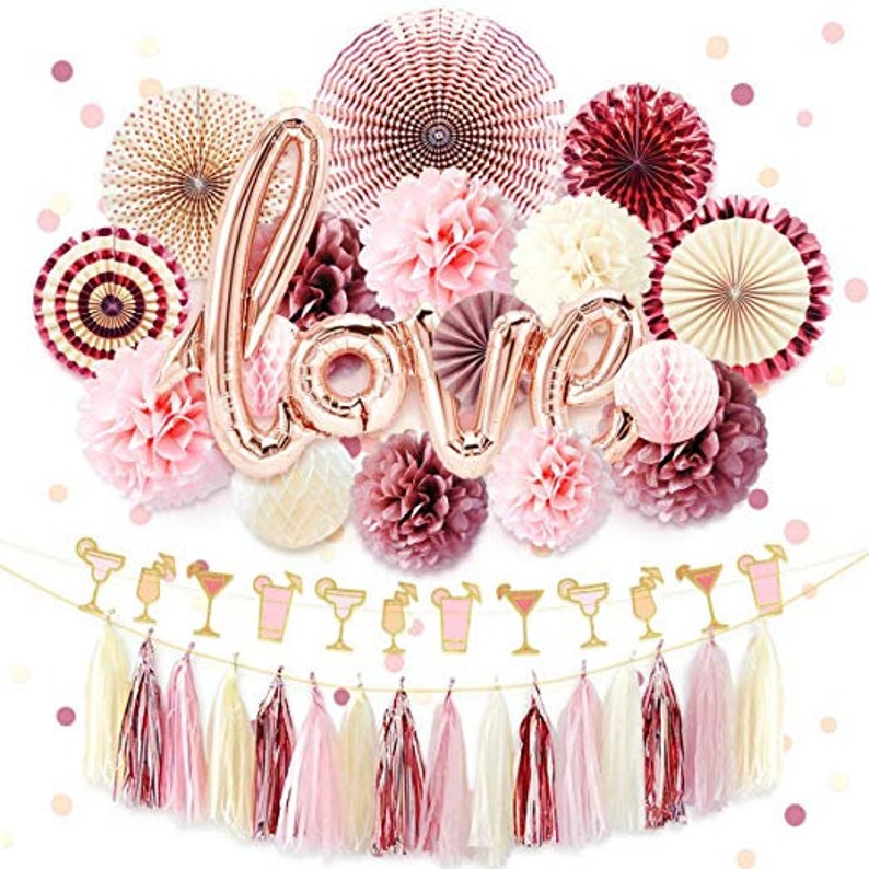 Rose Gold Bridal Shower Decorations Foil Balloon Banner Image 0