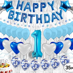 Unique Party 23966-4ft Blue Balloons 1st Birthday Banner