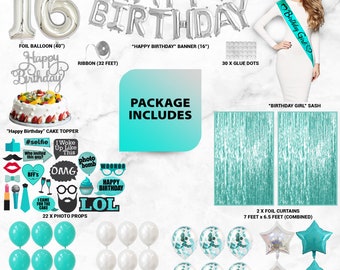 Sweet 16 Seizieme 16eme Anniversaire Decorations Turquoise Etsy France