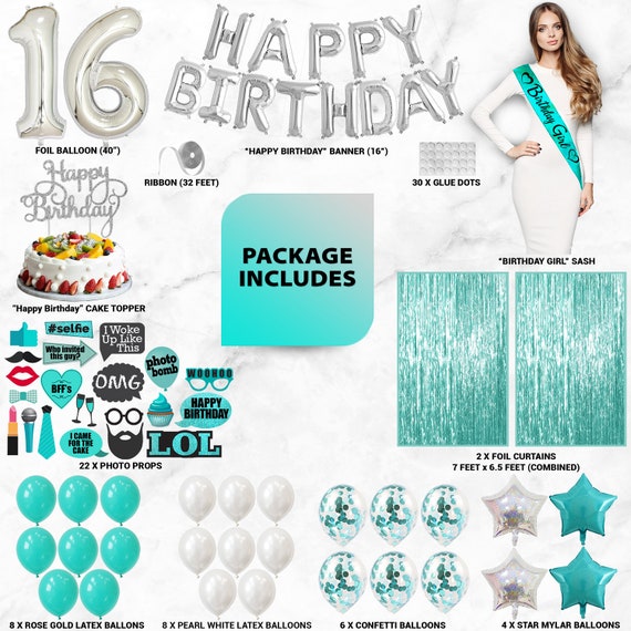 Sweet 16 Seizieme 16eme Anniversaire Decorations Turquoise Etsy France Sweet 16 Seizieme 16eme Anniversaire Decorations Turquoise Etsy France