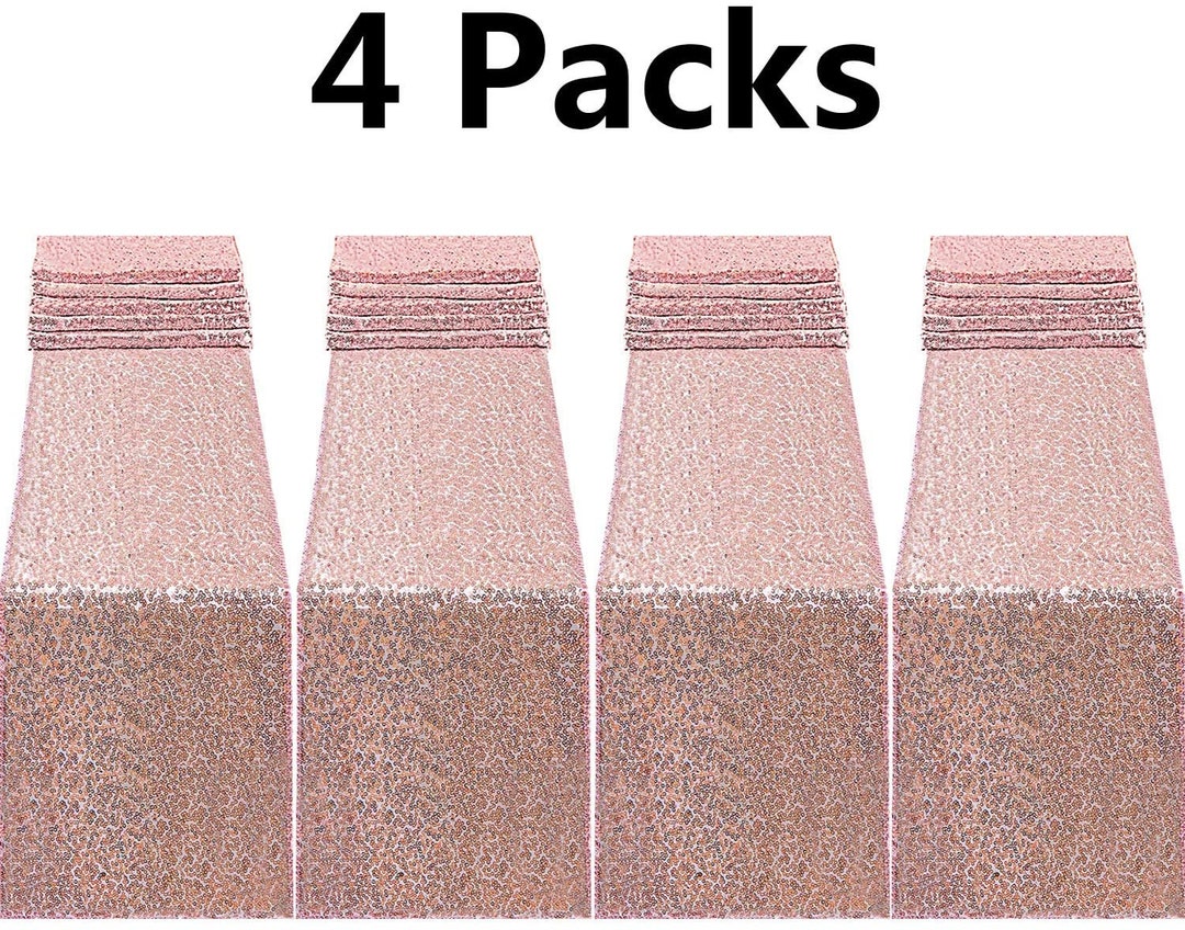 4 Pack Sequin Table Runners Rose Gold 12 X 108 Glitter ROSE GOLD Table Runner Party Supplies ...