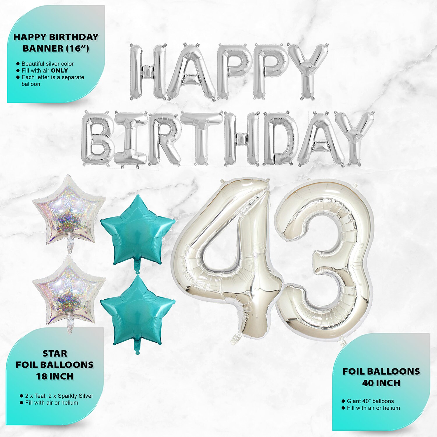 43rd Birthday Decorations Birthday Party Supplies Forty three | Etsy