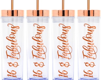 16 Oz Acrylic 4 Pack Tumblers for Sweet 16 Gifts for Girls, Sweet 16 Birthday Decorations, Sweet 16 Decorations, 16th Birthday Decorations