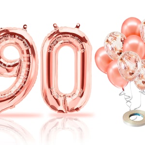 PARIS PRODUKTE - 90. Geburtstag Rose Gold Luftballons & Zahl 90 Mylar Ballon, 90. Geburtstag Party Dekoration, 90. Geburtstag Dekorationen für Frau