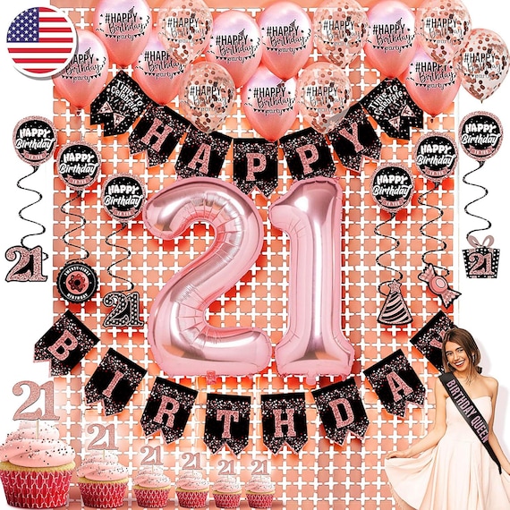 Buy 21st Birthday Decorations (38 Pieces) Cake Topper Party