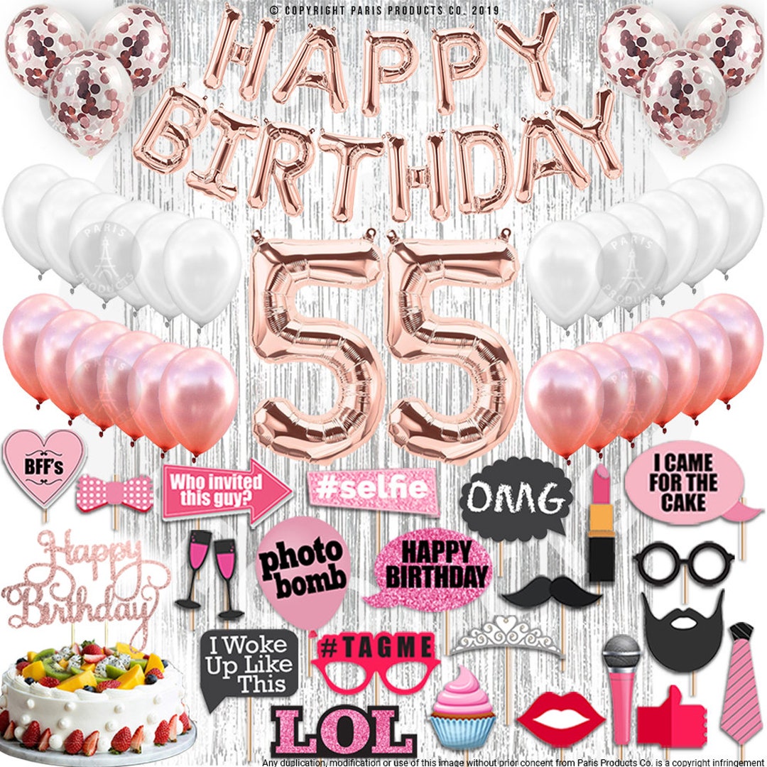 Decorations Du 55e Anniversaire Fournitures De Fete Du 55e Etsy France