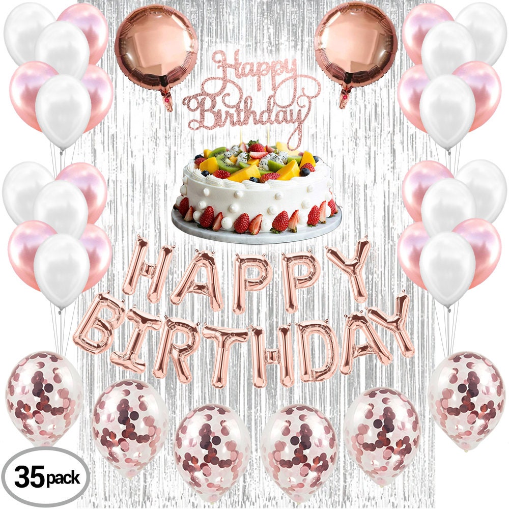 Joyeux Anniversaire Girl Decorations Rose Gold Confetti Etsy Canada