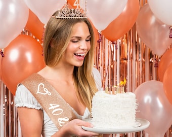 40 Sash and Tiara Happy 40th Birthday Decorations Women, 40 Birthday Gifts for Women Funny, Women's 40th Birthday Gift, Funny 40th Birthday