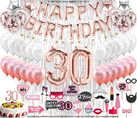 30th Birthday Decorations For Her Party Supplies Decorations Etsy