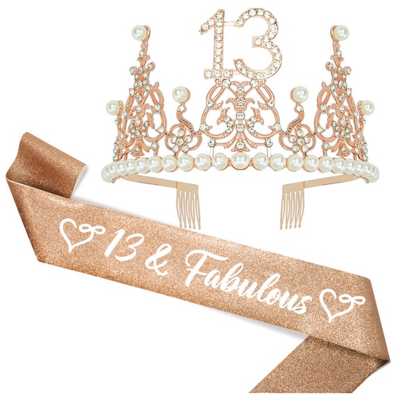 50. Geburtstag Set: Schärpe & Tiara In Roségold – Für Die Geburtstags-Queen, Inkl. Sicherheitsnadel