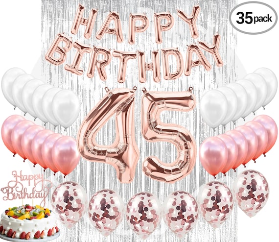 Decoraciones de cumpleaños número 40 para mujer, pancarta de feliz  cumpleaños, globo de aluminio con el número 40, decoración de pastel de  feliz