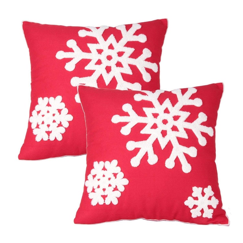 Two Red Throw Pillows With Insert Cotton Cushion Sofa 18/"X18/" Couch Pair