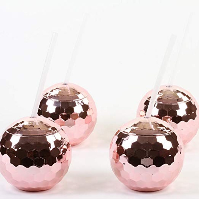 Disco Ball cup 19 oz Drink Tumbler w/ Straw rose gold 4Pack Etsy