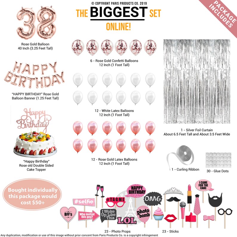 38th Birthday Decorations Birthday Party Supplies Thirty Etsy