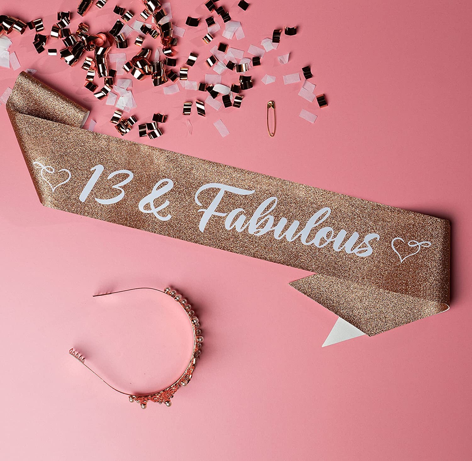 Corona Di Compleanno Con Fascia Oro Rosa E Strass - Diadema Principessa Per Donne E Ragazze