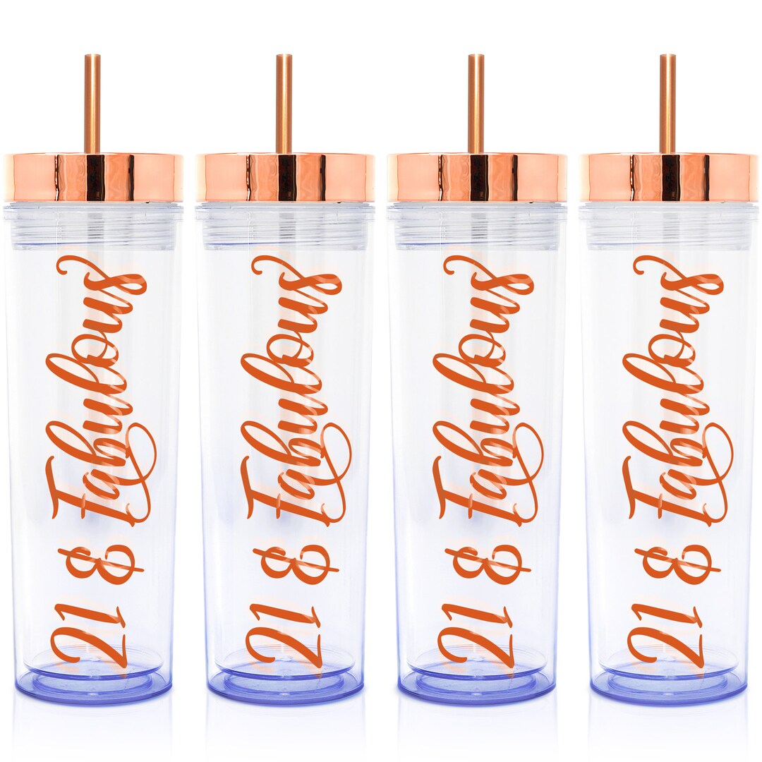 PARIS PRODUCTS CO. 4 Pack 16 OZ Acrylic Party Favors Tumblers Gift Set for  Happy 21st Birthday Decorations for Her, 21st Birthday Gifts, 21st Birthday