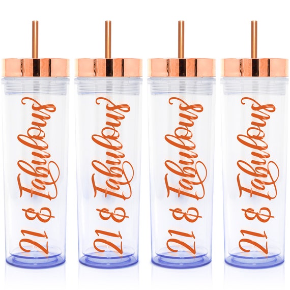 4 Pack 16oz Acrylic Tumblers 21st Birthday Gifts for Her, 21st