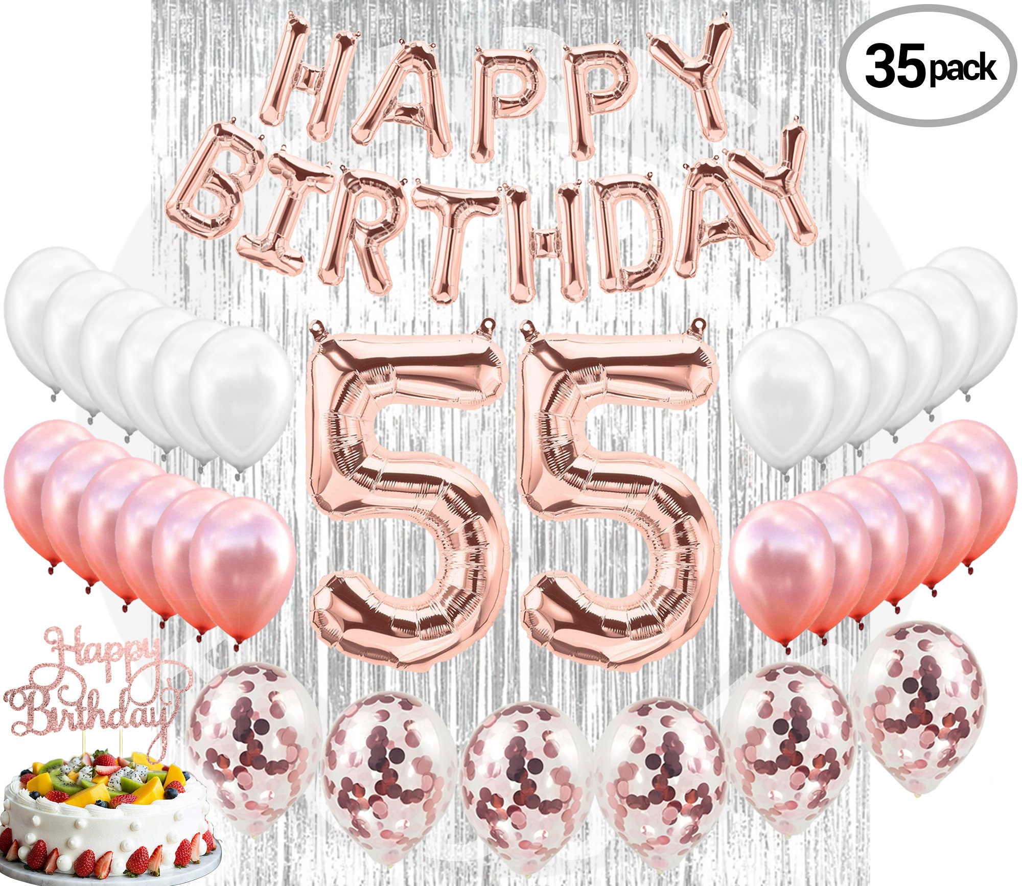 55th BIRTHDAY DECORATIONS Party Supplies Rose Gold Party | Etsy