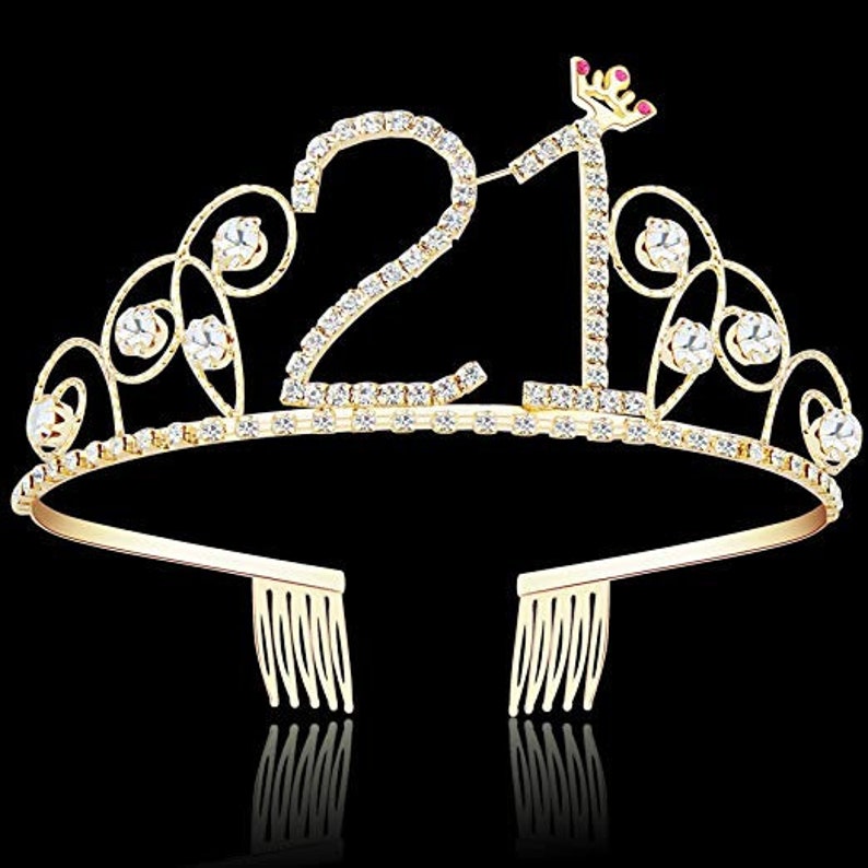 21st BIRTHDAY DECORATIONS Crystal Tiara Birthday Crown | Etsy