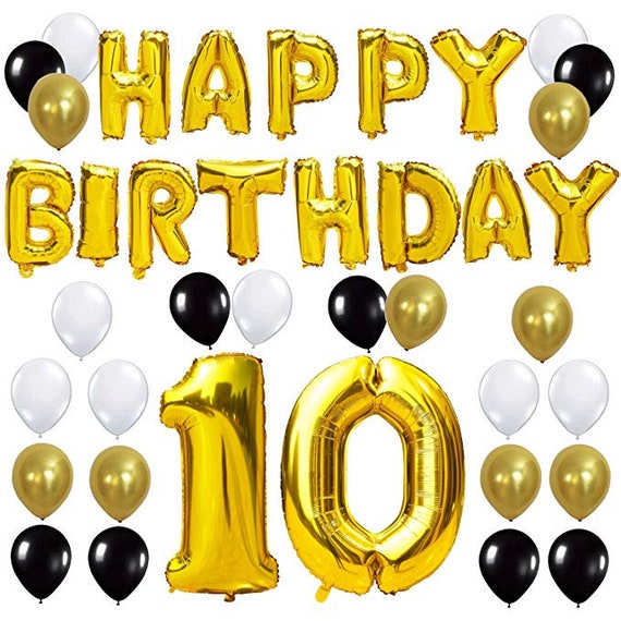 10 x Happy 10th Birthday 9/" Latex Balloons Mixed Air Fill Party Decoration Ten