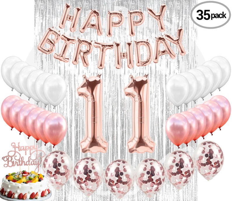 11th Birthday Decorations Party Supplies and Rose Gold Party Etsy