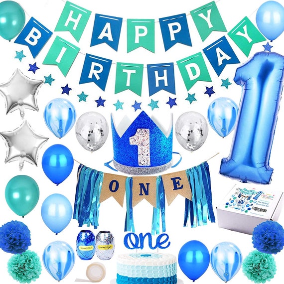 Party 1st Birthday Boy Decorations Mega Set High Etsy