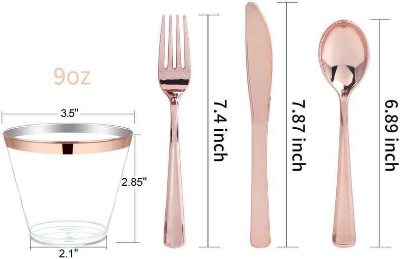 150 Pieces Rose Gold Square Plastic Plates with Silverware and Etsy