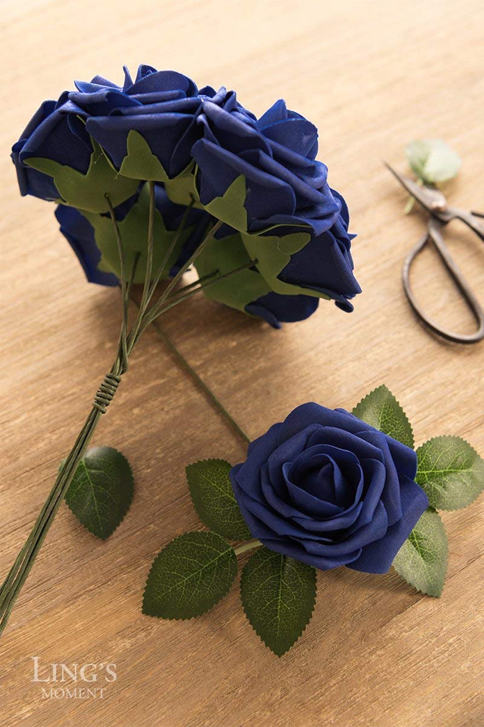 Artificial Flowers Royal Blue Roses 50pcs Real Looking Fake | Etsy