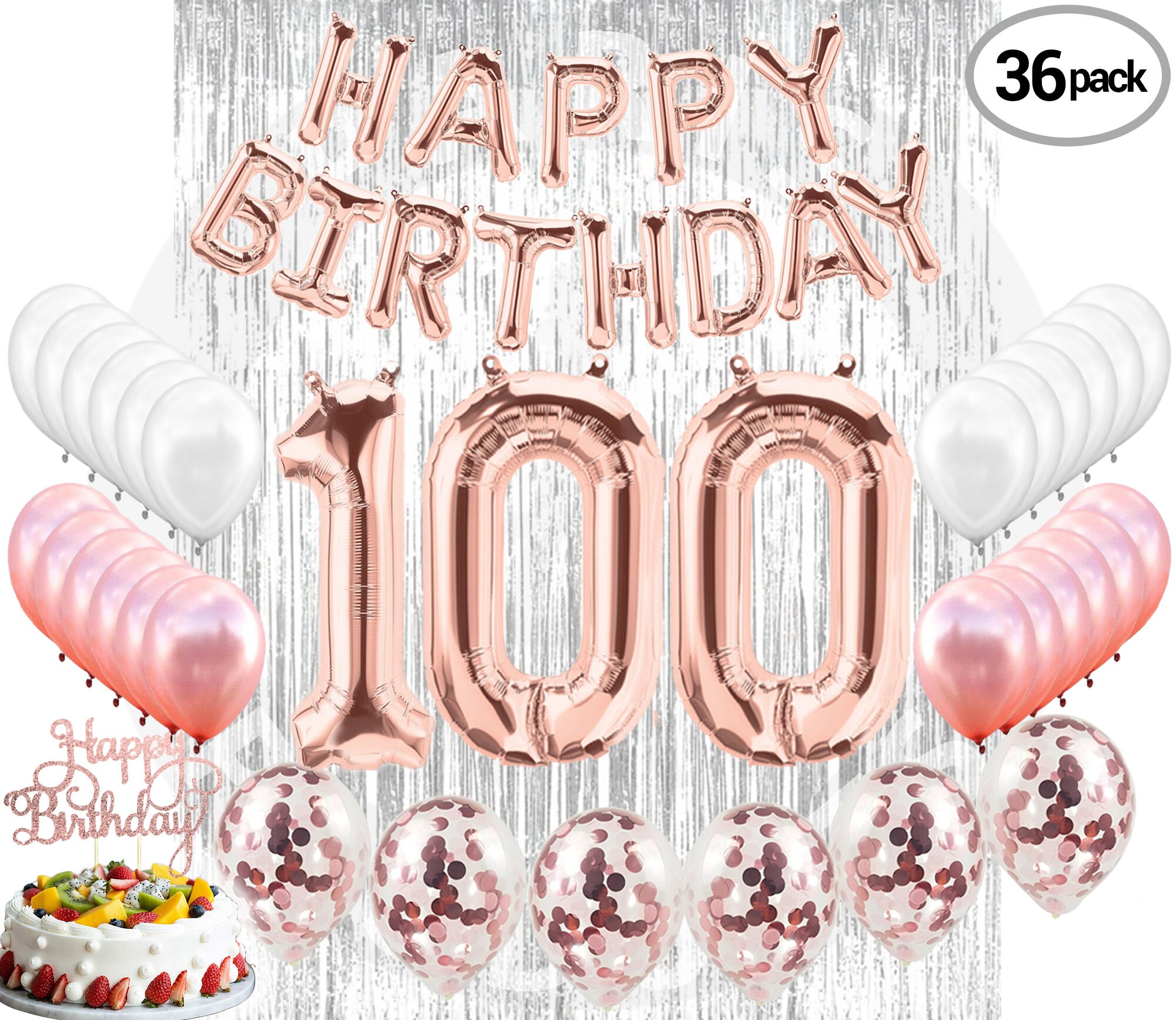 100th Rose Gold Birthday Party Decorations 100 Party Etsy