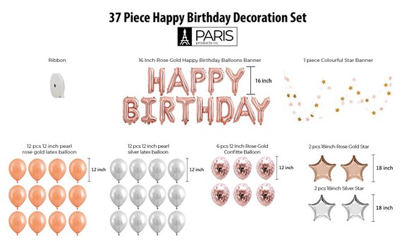 Decorations Rose Gold Happy Birthday Decorations Mmtx Happy