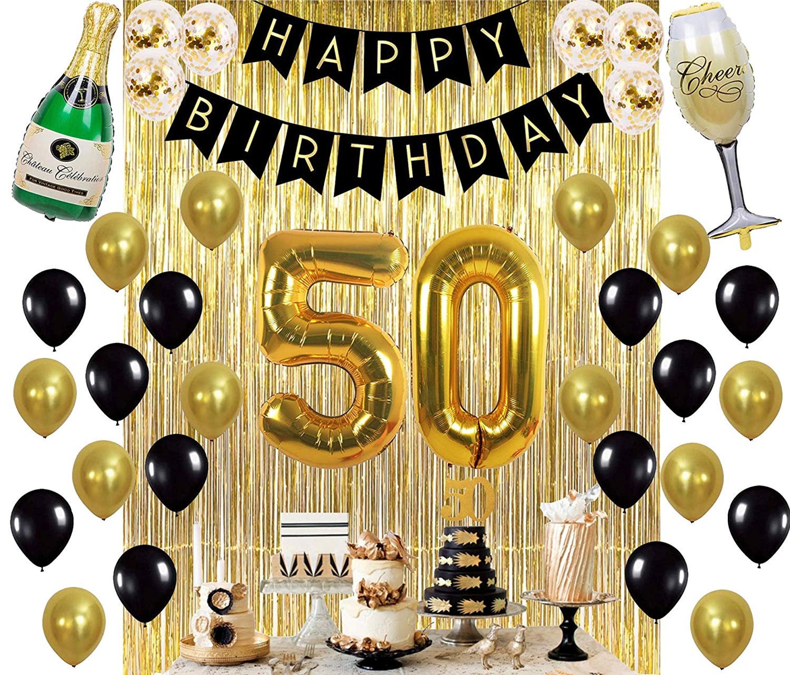 50th Birthday Decorations Party Supplies Gold Kit 50th - Etsy