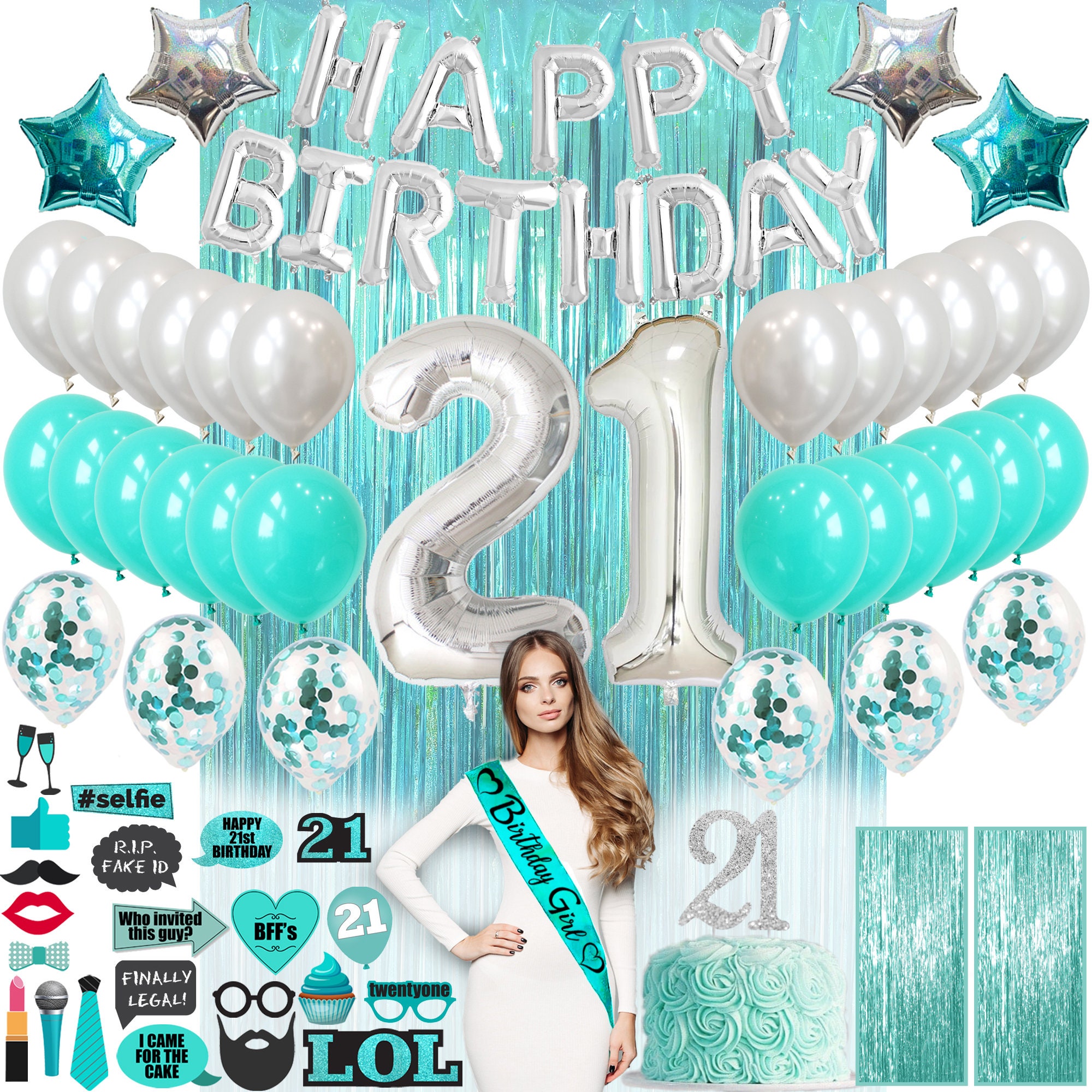 Girl 21st hotsell birthday party decorations