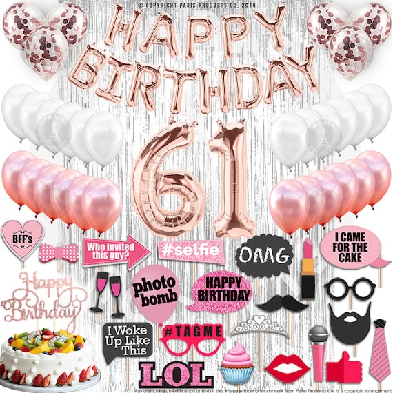 Buy 61st Birthday Decorations, Birthday Party Supplies, Sixty One