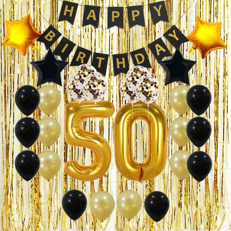 50th Birthday Decorations Party Supplies Gold Kit-50th - Etsy