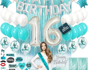 Sweet 16 Seizieme 16eme Anniversaire Decorations Turquoise Etsy France