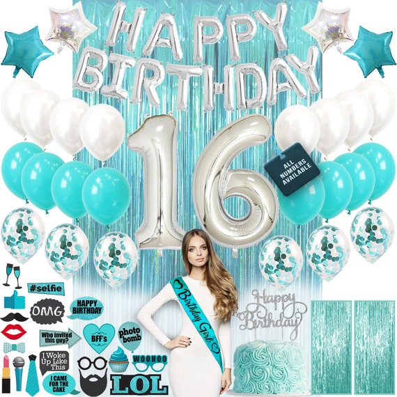 Sweet Sixteenth 16th Birthday Decoration Teal Green Party - Etsy ...