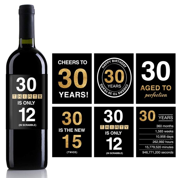 12pack 30th Birthday Wine Beer Bottle Labels Stickers Present Etsy