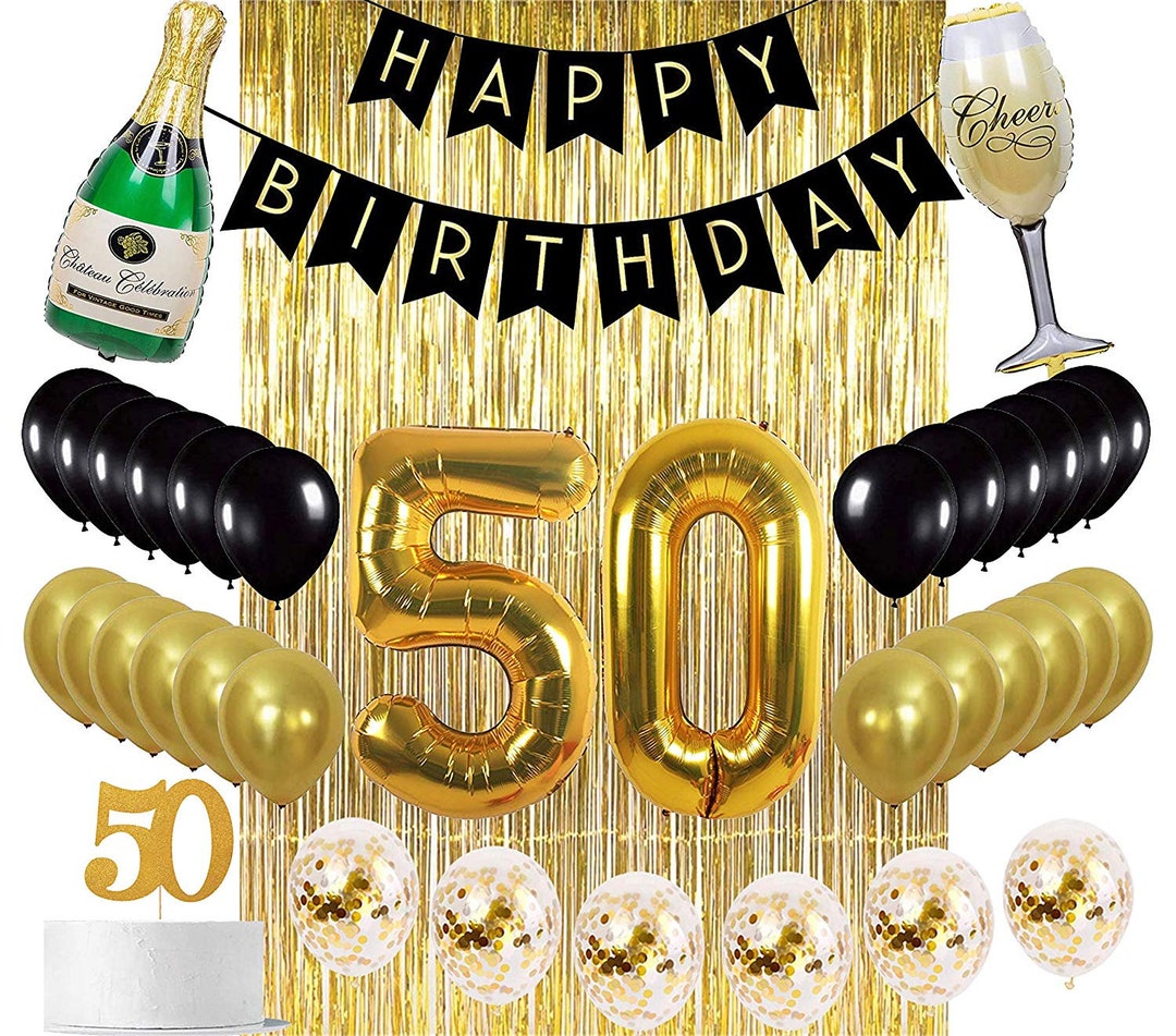 50th Birthday Decorations Party Supplies Gold Kit-50th - Etsy