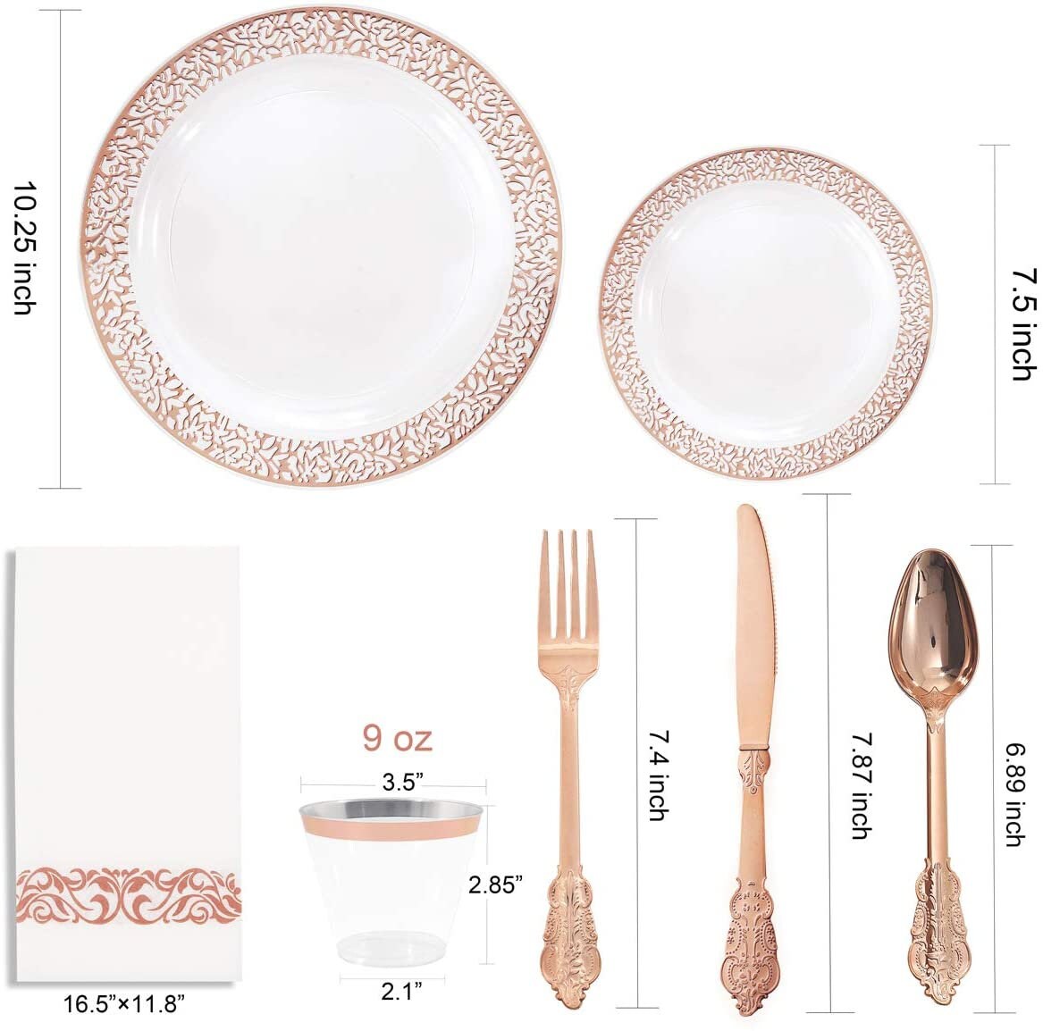 350 Pieces Set Includes 100 Rose Gold Plastic Plates150 Rose Etsy