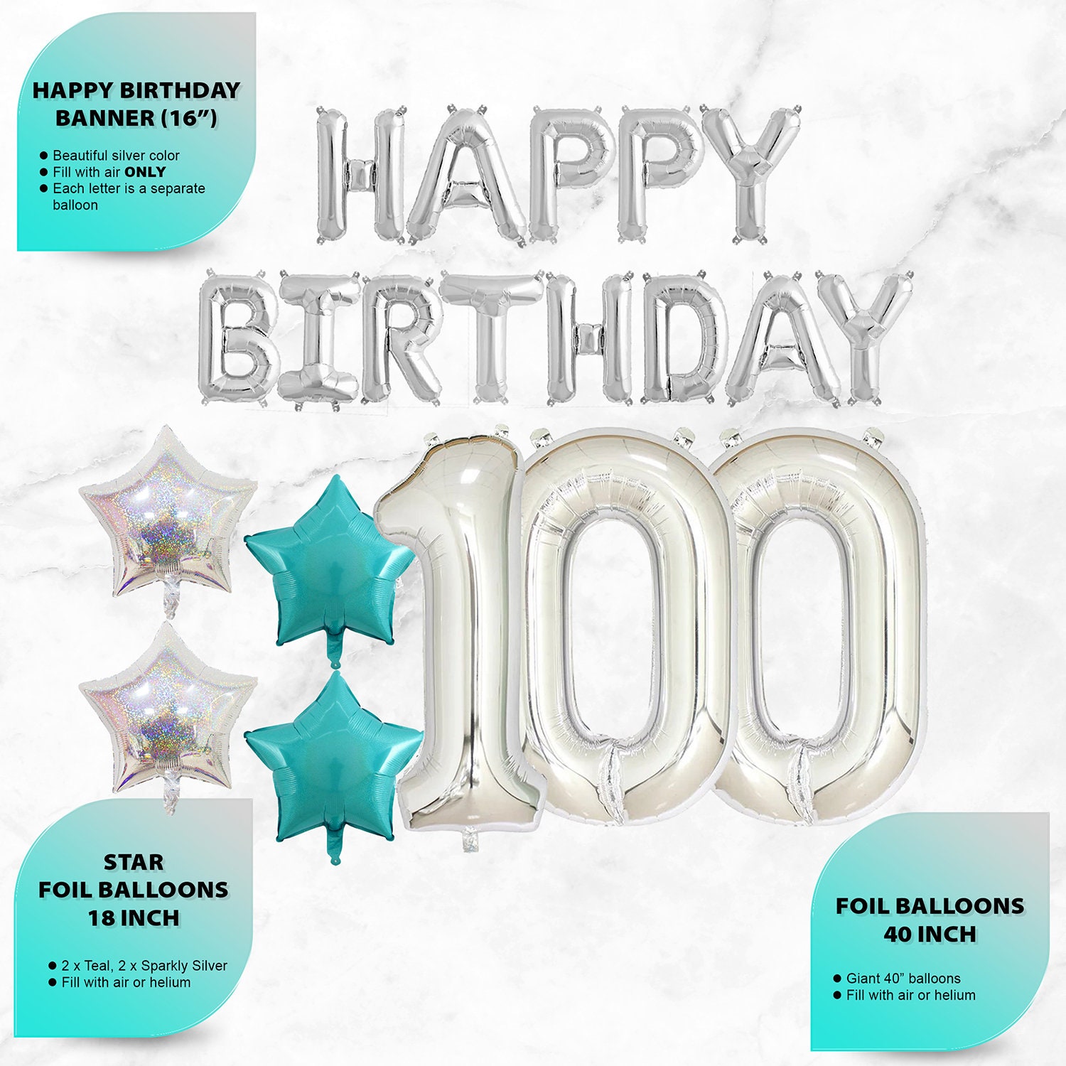 100th Birthday Decorations 100th Birthday Party Supplies Etsy