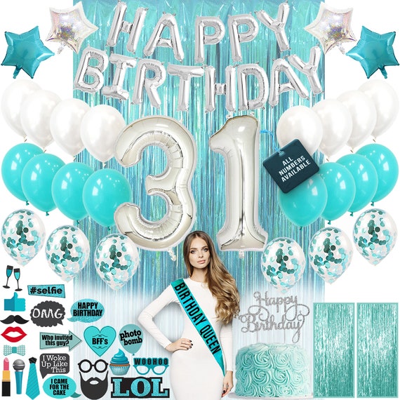 31st Teal Green Birthday Party Decorations Party Supplies - Etsy