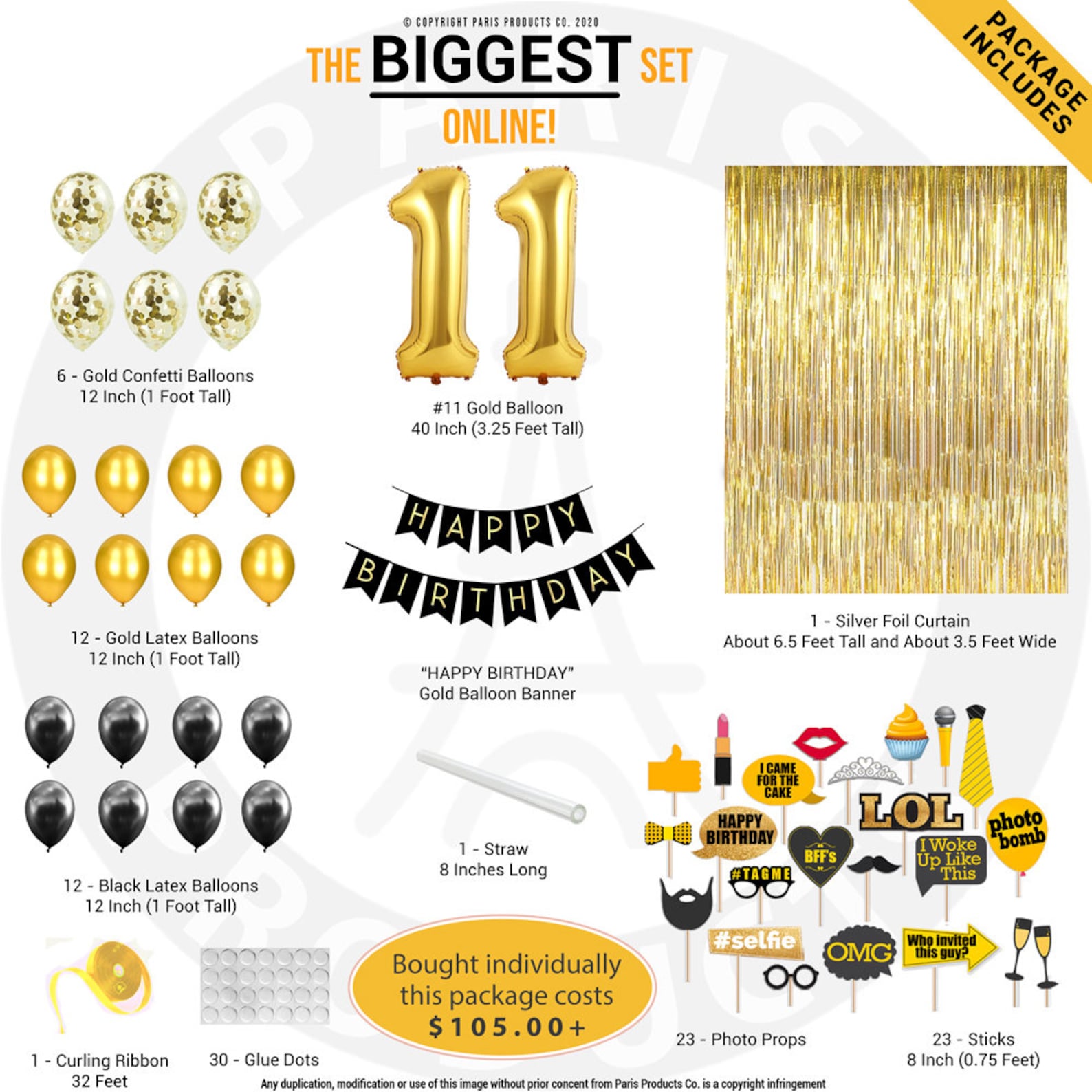 11th BIRTHDAY DECORATIONS Party Supplies and Black Gold Party Etsy