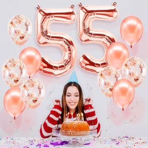 PARIS PRODUCTS - 55th Birthday Rose Gold Balloons & Number 55 Mylar ...