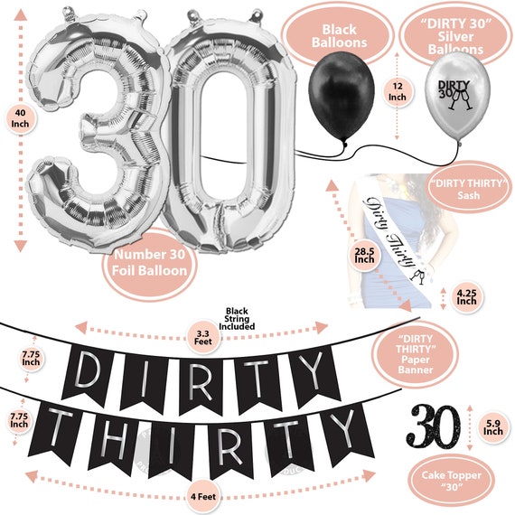 Dirty 30 Banner Thirty 30th Birthday Party Bunting Decorations