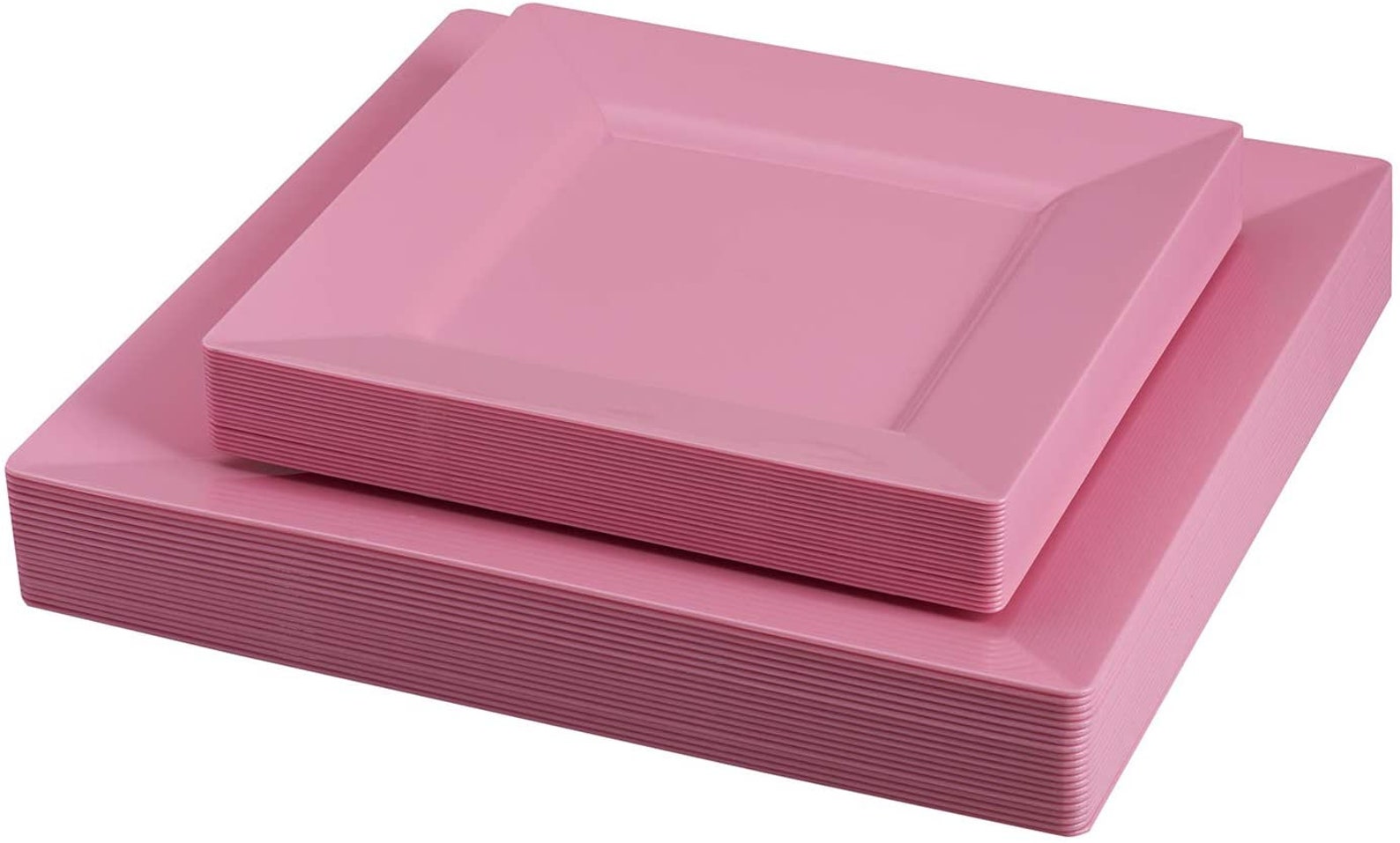 40 pc. Pink Square Plastic Plates 20 Dinner plates & 20 Salad Etsy